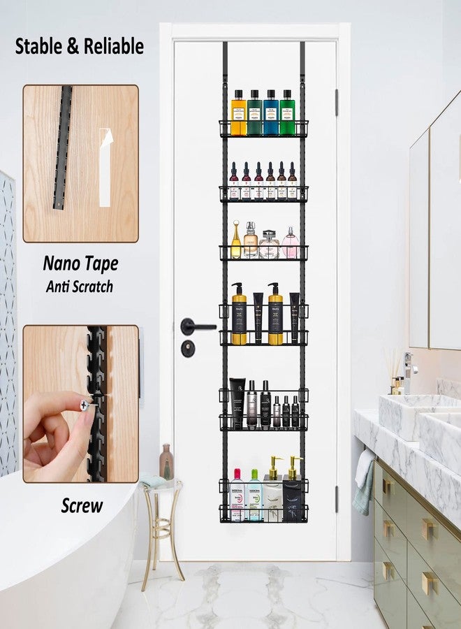 Churboro Over the Door Pantry Organizer Rack with 6 Adjustable Baskets, 6 Tiers Dual-use Spice Rack- Hanging or Wall Mount Spice Rack, Pantry Door Organizer, Black - Image 4